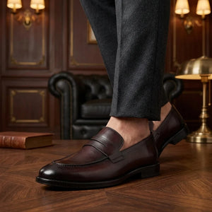 Ted - Mocassini classici da uomo in pelle marrone con punta arrotondata - Paul Andrew - 2