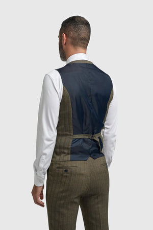 Damon - Men's Olive Green Double Breasted Waistcoat-TruClothing