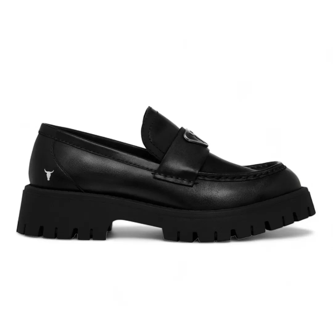 Throne - Women's Black Slip On Chunky Leather Loafers - Windsorsmith - 1