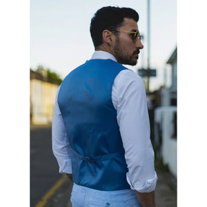 TP-12 - Men's Summer Suit Waistcoat Trousers Linen Formal Royal Blue Wedding - TruClothing.com - 5