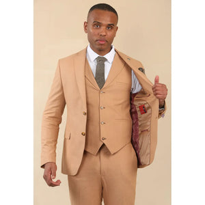 TP-23 - Costume d'été en lin pour homme camel 3 pièces - TruClothing.com - 5