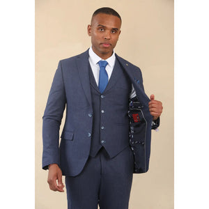 TP-24 - Men's Navy 3 Piece Linen Summer Wedding Suit - TruClothing.com - 3