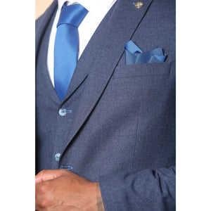 TP-24 - Men's Navy 3 Piece Linen Summer Wedding Suit - TruClothing.com - 4