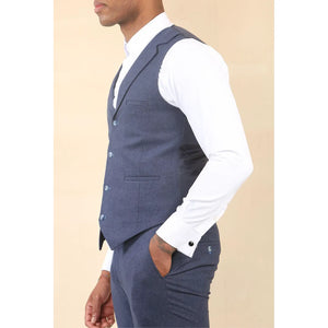 TP-24 - Men's Navy 3 Piece Linen Summer Wedding Suit - TruClothing.com - 6