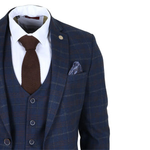 TP-34 - Granatowy 3-częściowy Tailored Fit garnitur męski w kratę - TruClothing.com - 5