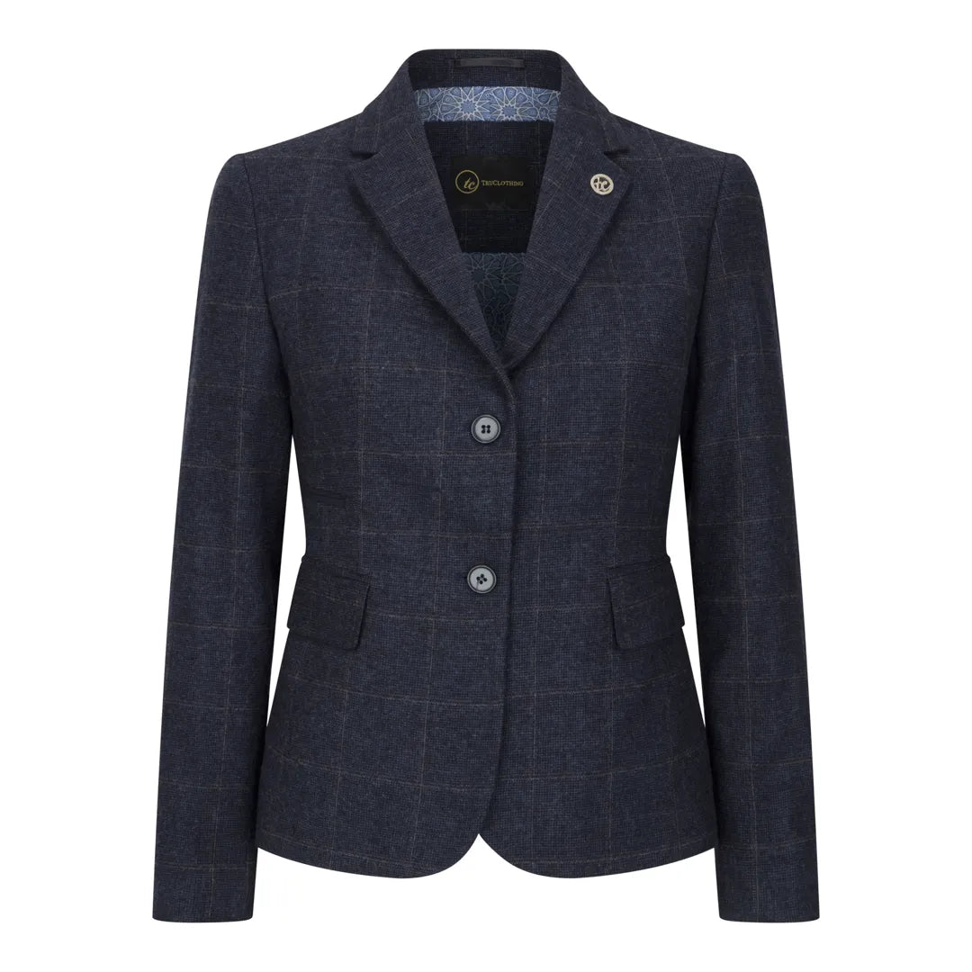 TPSTZ72 - Women's Navy Blue Tweed Blazer Waistcoat - TruClothing.com - 1