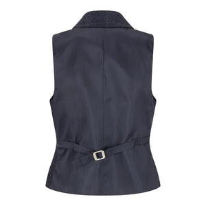 TPSTZ72 - Women's Navy Blue Tweed Blazer Waistcoat - TruClothing.com - 11