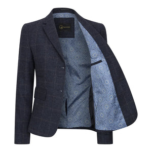 TPSTZ72 - Women's Navy Blue Tweed Blazer Waistcoat - TruClothing.com - 5