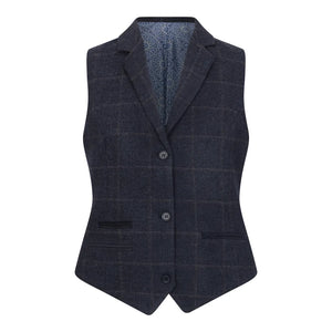 TPSTZ72 - Women's Navy Blue Tweed Blazer Waistcoat - TruClothing.com - 8
