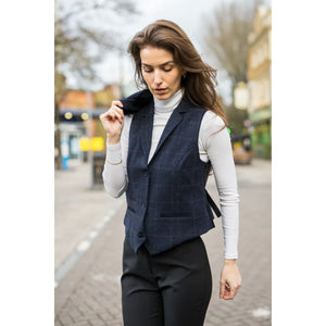 TPSTZ72 - Women's Navy Blue Tweed Blazer Waistcoat - TruClothing.com - 9