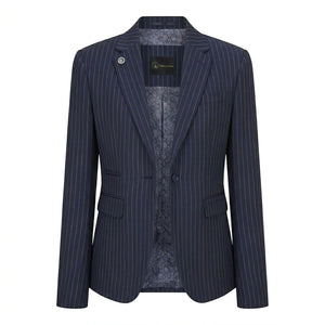 TPW-37 - Granatowy 3-częściowy garnitur damski w prążki - TruClothing.com - 4