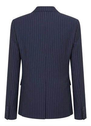 TPW-37 - Granatowy 3-częściowy garnitur damski w prążki - TruClothing.com - 6