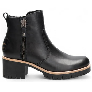 Trav B2 - Women's Black Side Zipped Leather Ankle Boots - Panama Jack - 1
