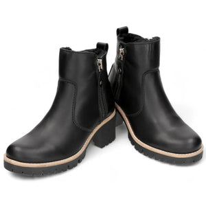 Trav B2 - Women's Black Side Zipped Leather Ankle Boots - Panama Jack - 2