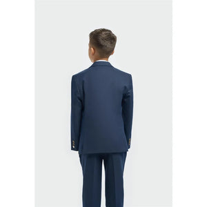 Tropez - Granatowy 3-częściowy Tailored Fit garnitur chłopięcy - House of Cavani - 4