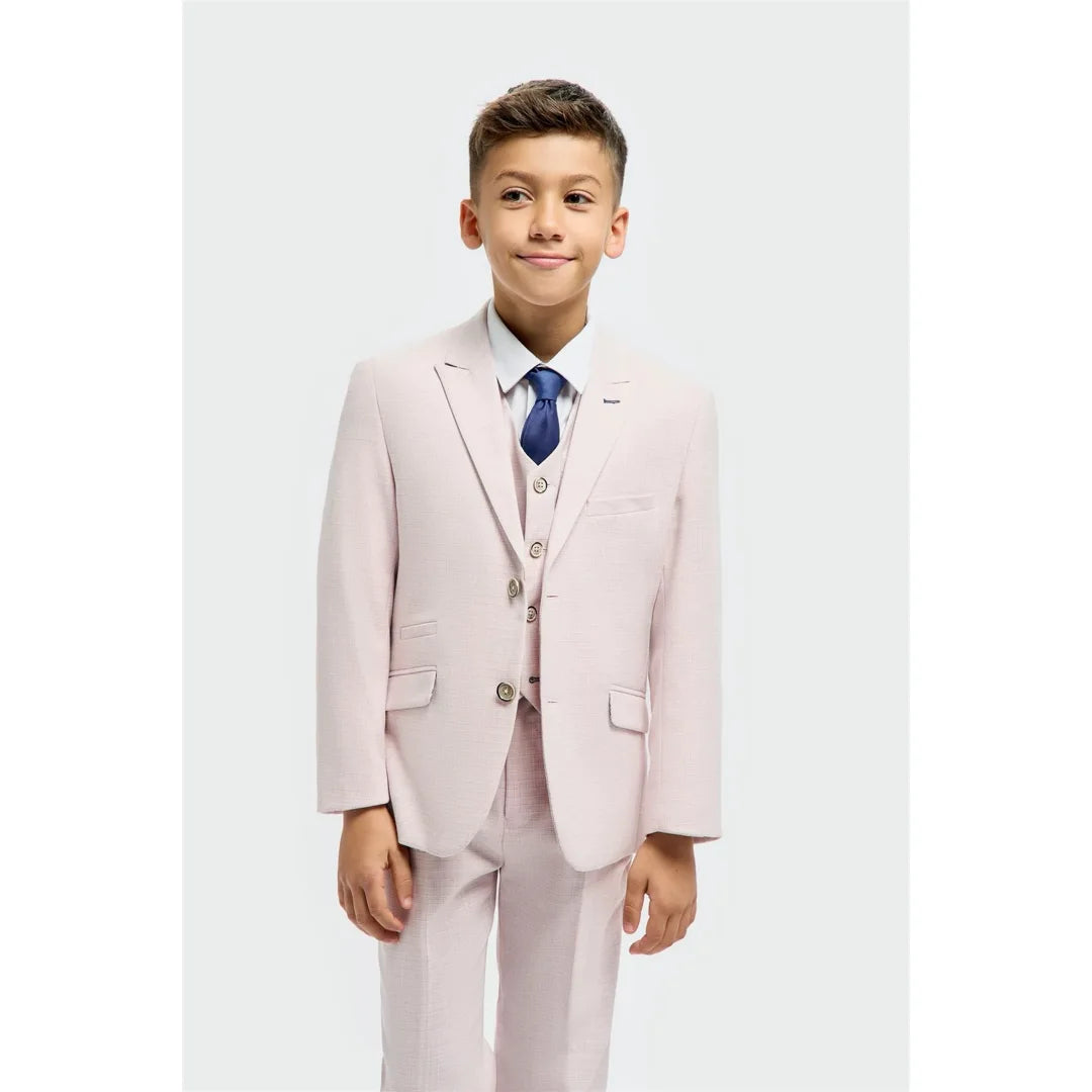 Tropez - Różowy 3-częściowy Tailored Fit garnitur chłopięcy - House of Cavani - 1