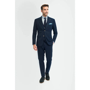 Tropez - Granatowy 3-częściowy garnitur męski Tailored Fit - House of Cavani - 2