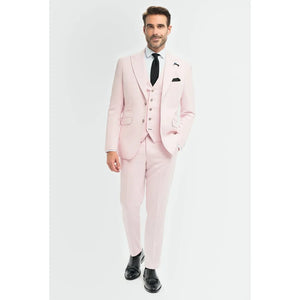 Tropez - Różowy 3-częściowy garnitur męski Tailored Fit - House of Cavani - 2