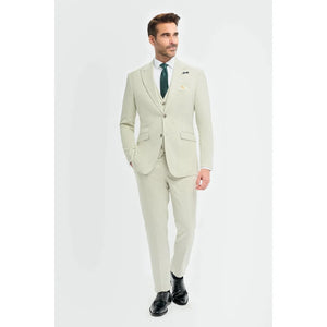 Tropez - Szałwiowy 3-częściowy garnitur męski Tailored Fit - House of Cavani - 2