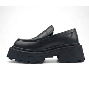 True - Women's Black Slip On Chunky Leather Loafers - Windsorsmith - 3