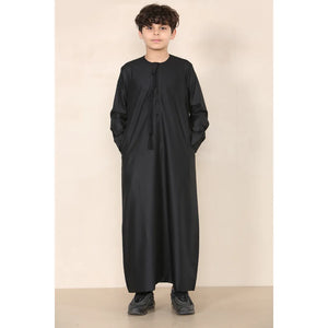 TT-001 - Boy's Emirati Thobe Islamic Clothing String Tassel - Black - Thobez - 40
