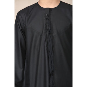 TT-001 - Boy's Emirati Thobe Islamic Clothing String Tassel - Black - Thobez - 43