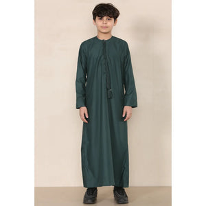 TT-001 - Boy's Emirati Thobe Islamic Clothing String Tassel - Olive - Thobez - 32