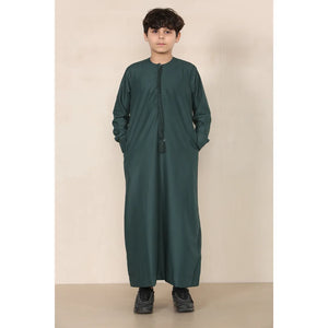 TT-001 - Boy's Emirati Thobe Islamic Clothing String Tassel - Olive - Thobez - 33