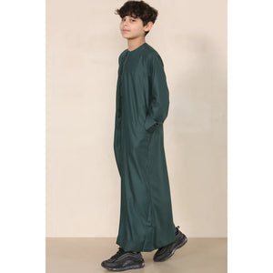 TT-001 - Boy's Emirati Thobe Islamic Clothing String Tassel - Olive - Thobez - 34