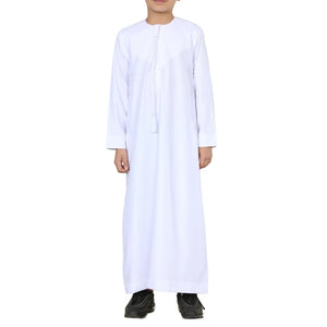 TT-001 - Boy's Emirati Thobe Islamic Clothing String Tassel - White - Thobez - 16