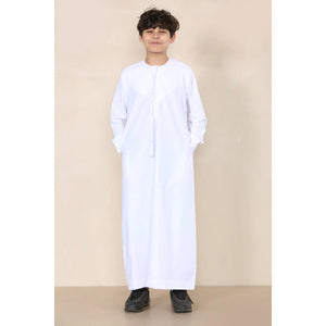 TT-001 - Boy's Emirati Thobe Islamic Clothing String Tassel - White - Thobez - 17