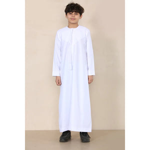 TT-001 - Boy's Emirati Thobe Islamic Clothing String Tassel - White - Thobez - 18