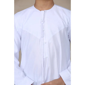 TT-001 - Boy's Emirati Thobe Islamic Clothing String Tassel - White - Thobez - 20