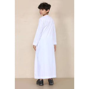 TT-001 - Boy's Emirati Thobe Islamic Clothing String Tassel - White - Thobez - 21
