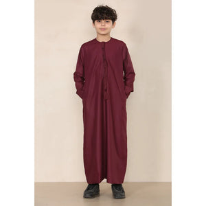 TT-001 - Boy's Emirati Thobe Islamic Clothing String Tassel - Wine - Thobez - 10