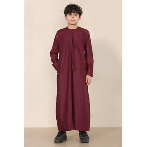 TT-001 - Boy's Emirati Thobe Islamic Clothing String Tassel - Wine - Thobez - 12