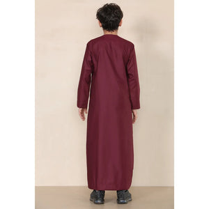 TT-001 - Boy's Emirati Thobe Islamic Clothing String Tassel - Wine - Thobez - 15
