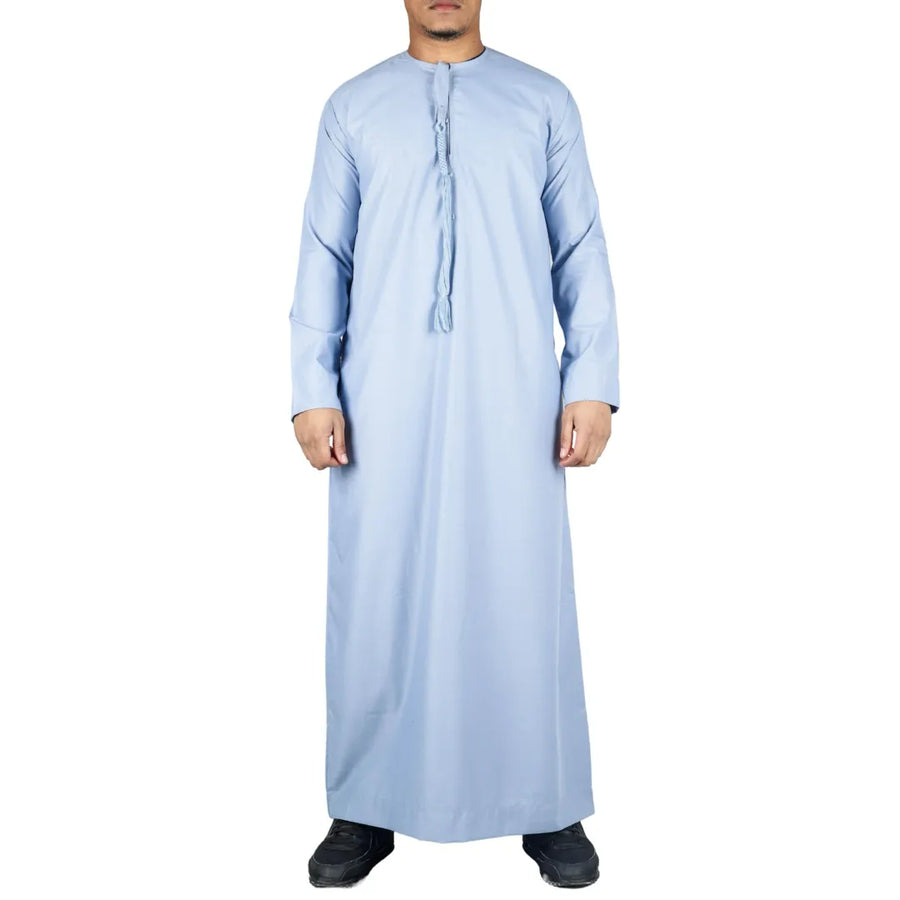 TT-001 - Men's Emirati Thobe Islamic Clothing String Tassel - Blue - Thobez - 1