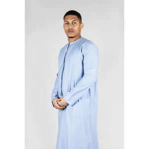 TT-001 - Men's Emirati Thobe Islamic Clothing String Tassel - Blue - Thobez - 7