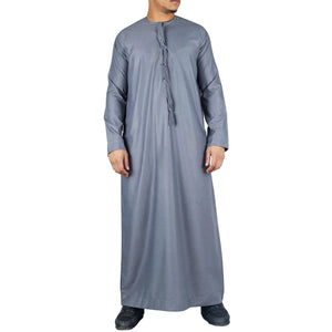 TT-001 - Men's Emirati Thobe Islamic Clothing String Tassel - Grey - Thobez - 10