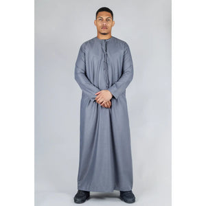 TT-001 - Men's Emirati Thobe Islamic Clothing String Tassel - Grey - Thobez - 11