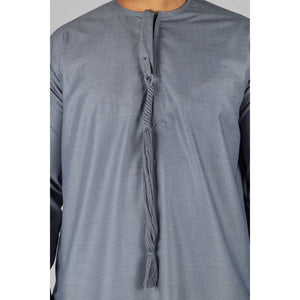 TT-001 - Men's Emirati Thobe Islamic Clothing String Tassel - Grey - Thobez - 12