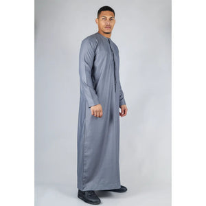 TT-001 - Men's Emirati Thobe Islamic Clothing String Tassel - Grey - Thobez - 14