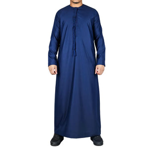 TT-001 - Men's Emirati Thobe Islamic Clothing String Tassel - Navy - Thobez - 16