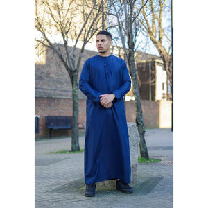 TT-001 - Men's Emirati Thobe Islamic Clothing String Tassel - Navy - Thobez - 19