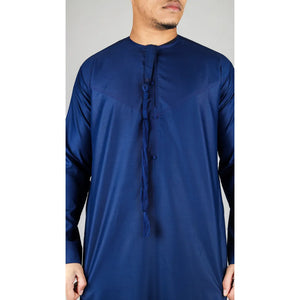 TT-001 - Men's Emirati Thobe Islamic Clothing String Tassel - Navy - Thobez - 20