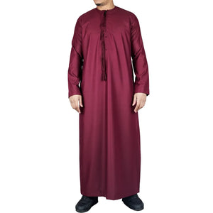 TT-001 - Men's Emirati Thobe Islamic Clothing String Tassel - Wine - Thobez - 26