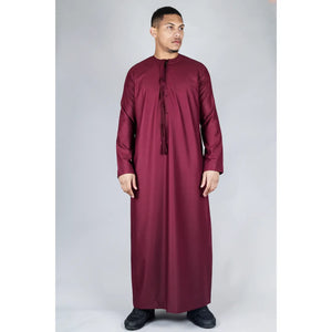 TT-001 - Men's Emirati Thobe Islamic Clothing String Tassel - Wine - Thobez - 29