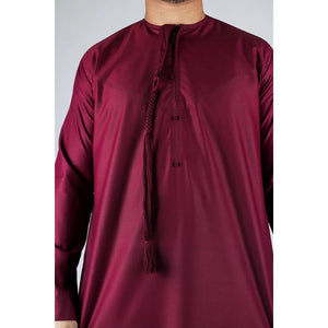 TT-001 - Men's Emirati Thobe Islamic Clothing String Tassel - Wine - Thobez - 30