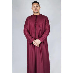 TT-001 - Men's Emirati Thobe Islamic Clothing String Tassel - Wine - Thobez - 31